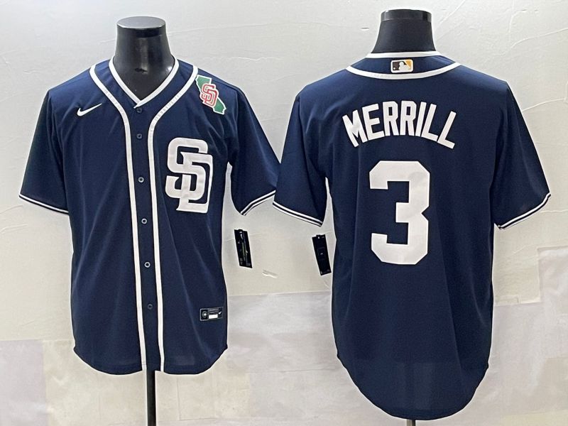 Men 2025 San Diego Padres #3 Merrill Dark Blue Game Nike MLB Jersey style 7